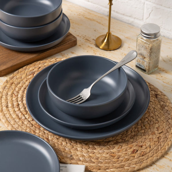 12-Piece Stoneware Dinnerware Sets With Mugs  Microwave  Dishwasher Safe  Non-Toxic Dinner Plates Bowls Set Stackable Matte Glaze Kitchenware For 3